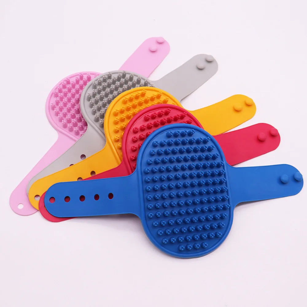 Pet Massage Bath Brush, Dotted Shower Scrubber for Short Hair Dogs & Cats, Pet Grooming Bathing Supplies